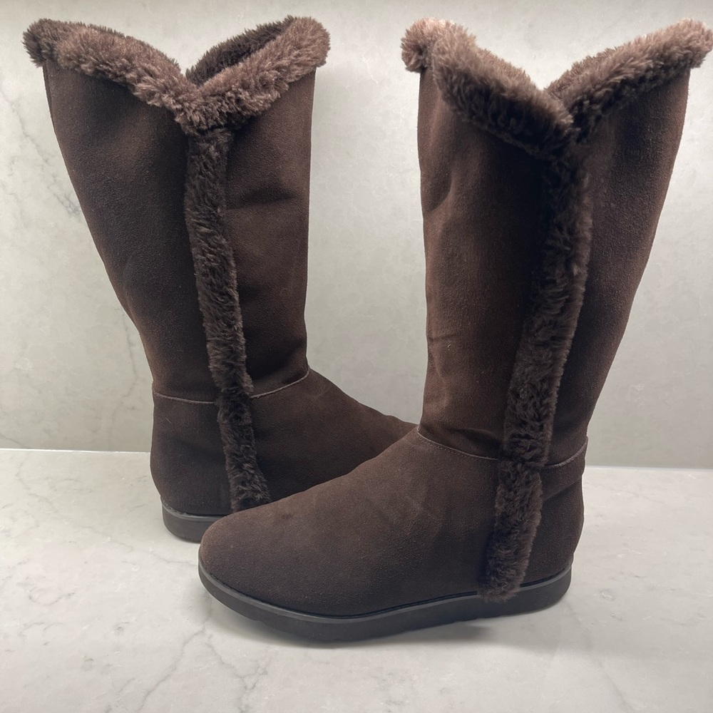 Lands’ End Women’s Fur Boots Chocolate Brown Size 11